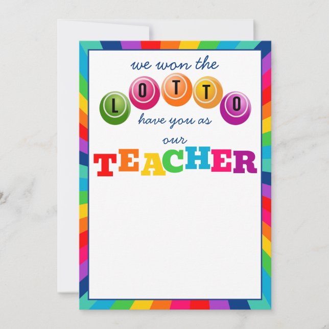we won the Lotto having you as our teacher gift Invitation (Front)