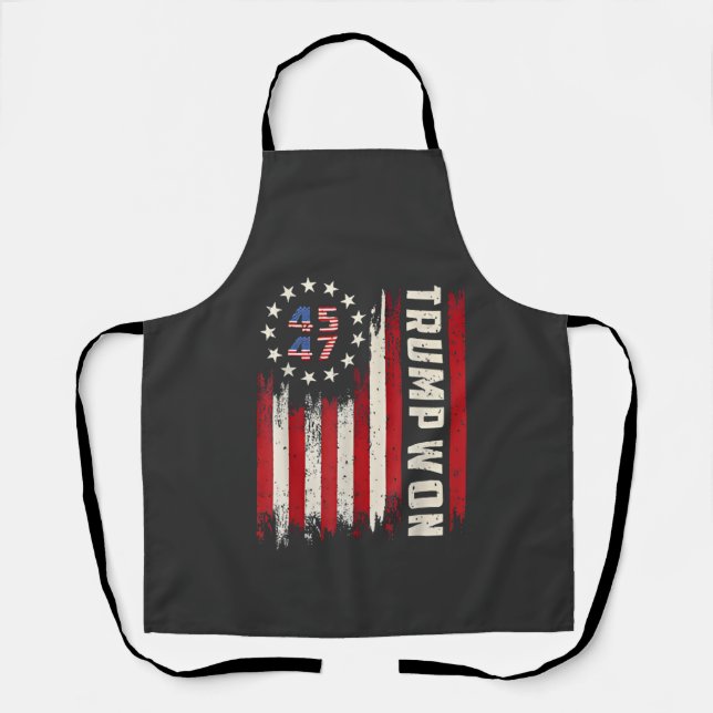 We Won TRUMP INAUGURATION American Flag  Apron (Front)