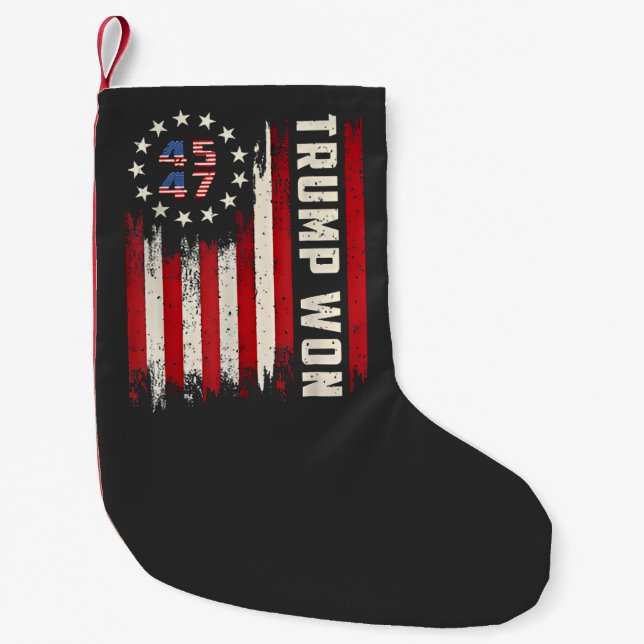 We Won TRUMP INAUGURATION American Flag  Small Christmas Stocking (Front)