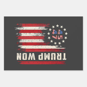 We Won TRUMP INAUGURATION American Flag  Wrapping Paper Sheet