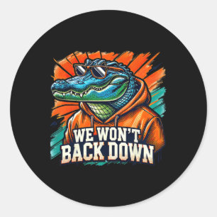 We Won't Back Down Blue And Orange Gator White Classic Round Sticker