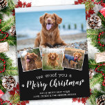 We Woof You Merry Christmas Dog Pet Photo Collage  Holiday Postcard<br><div class="desc">We Woof You A Merry Christmas! Send cute and fun holiday greetings with this super cute personalized custom pet photo holiday card. Merry Christmas wishes from the dog with cute paw prints in a fun modern photo collage design. Add your dog's photos or family photos with the dog, and personalize...</div>
