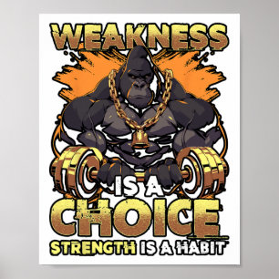 Weakness Is A Choice Fitness Gym Motivational Work Poster