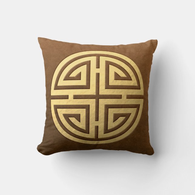 Wealth, Prosperity, Luck and Peace Throw Pillow (Front)