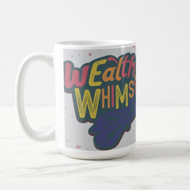 Wealth Whimsy multi colour letter design Coffee Mug (Left)
