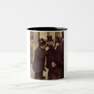 Wealthy Men at the Stock Exchange (by Edgar Degas) Two-Tone Coffee Mug