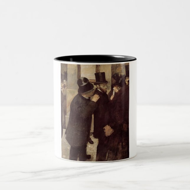 Wealthy Men at the Stock Exchange (by Edgar Degas) Two-Tone Coffee Mug (Center)