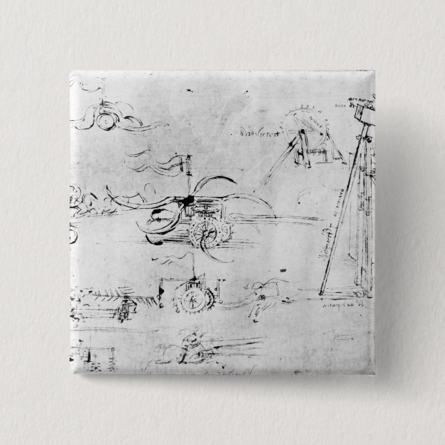 Weaponry designs, fol. 40v-a 2 inch square button (Front)