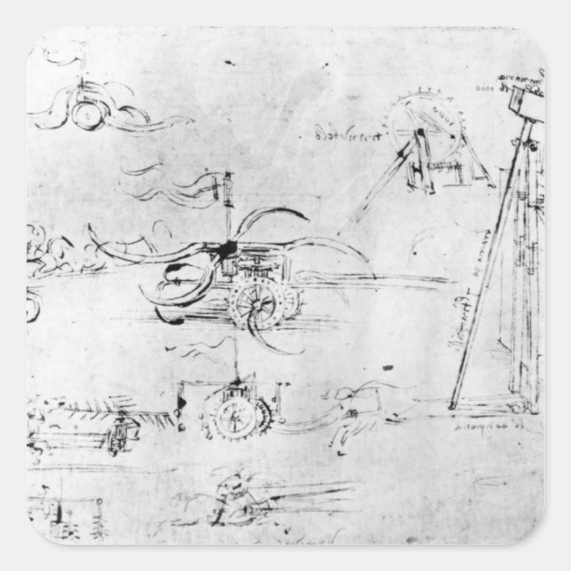 Weaponry designs, fol. 40v-a square sticker (Front)