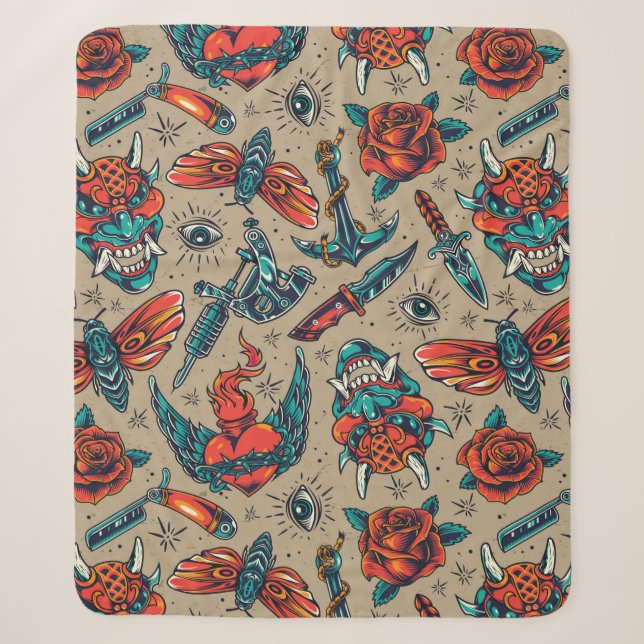 Weapons and roses sherpa blanket (Front)