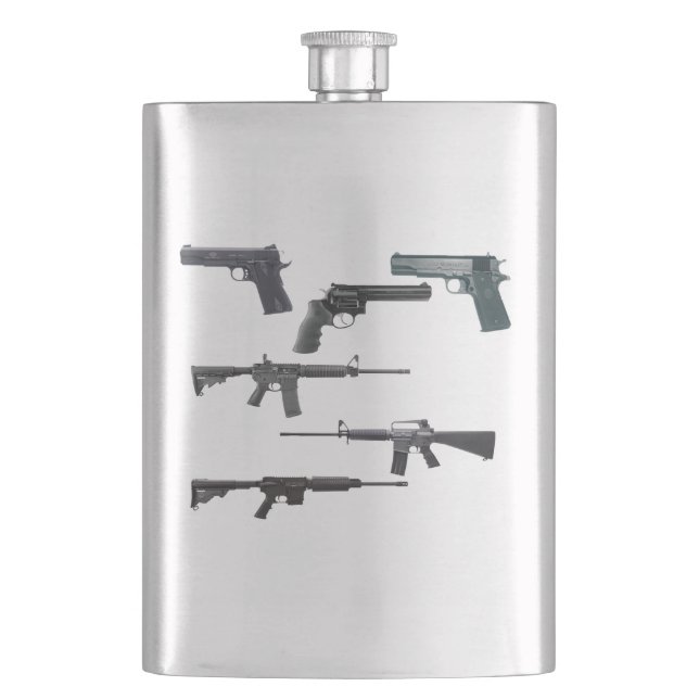 Weapons Collage Hip Flask (Front)