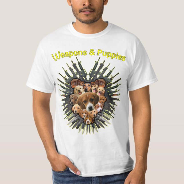 Weapons & Puppies T-Shirt (Front)