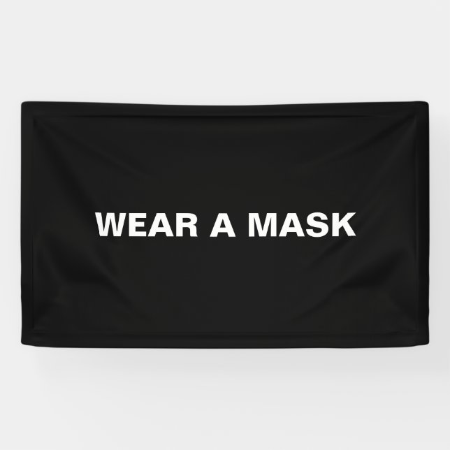 Wear a mask, black white minimalist banner (Horizontal)