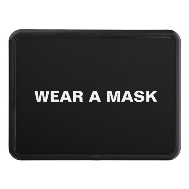 Wear a mask, black white minimalist Trailer Trailer Hitch Cover (Front)