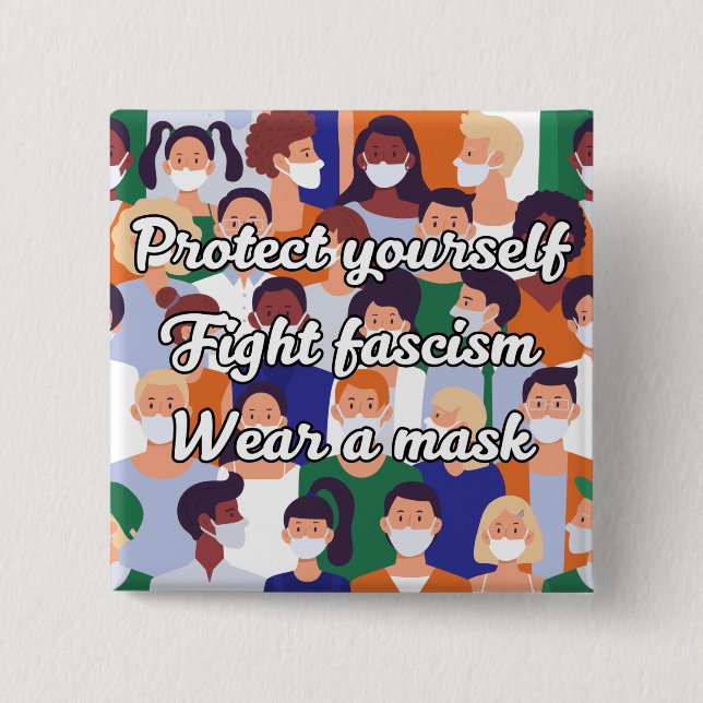 Wear a Mask Bright Style 2 Inch Square Button (Front)