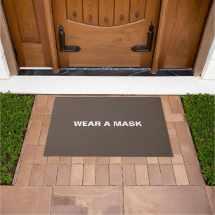 Wear a mask brown custom text minimalist elegant doormat