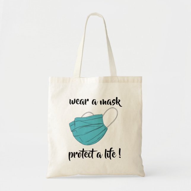 Wear A Mask Custom Typography Business Tote Bag (Front)