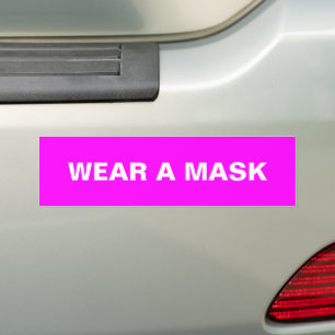 Wear a mask, magenta white minimalist car bumper sticker