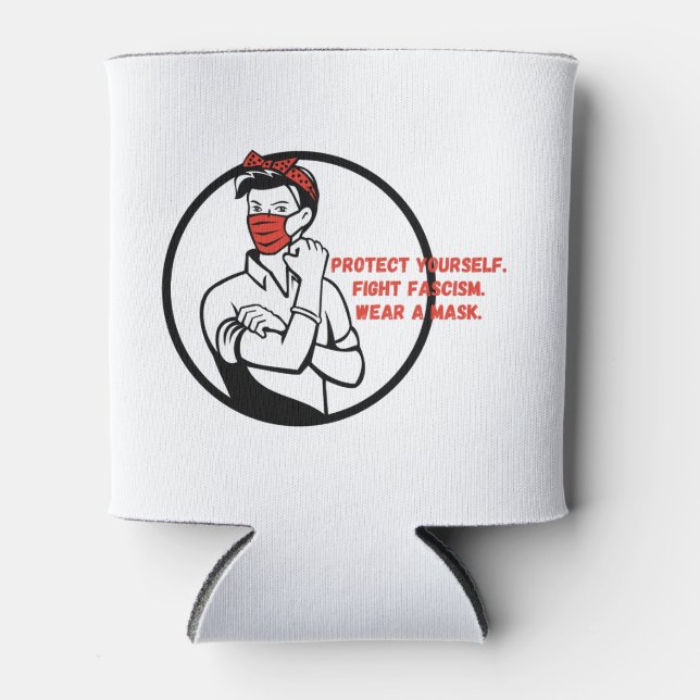 Wear a Mask Riveter Style Can Cooler (Front)