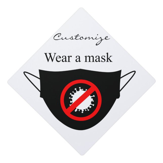 Wear a Mask Thunder_Cove Graduation Cap Topper (Front)