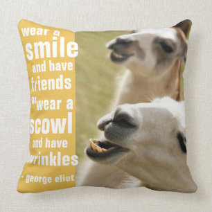 Wear a Smile and Have Friends George Eliot Quote Throw Pillow