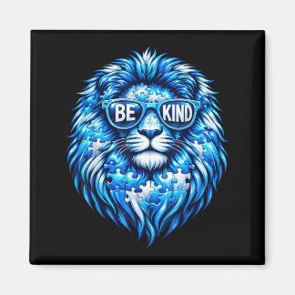 Wear Blue Autism Awareness Puzzle Lion Be Kind Men Magnet