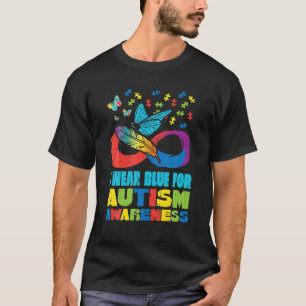 Wear Blue For Autism Awareness Butterfly Mom Dad M T-Shirt