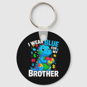 Wear Blue For Brother Au Awareness Dino Puzzle Keychain