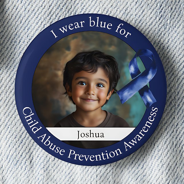 Wear Blue for Child Abuse Prevention Awareness 2 Inch Round Button (Creator Uploaded)