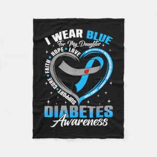 Wear blue for daughter diabetes awareness blue fleece blanket