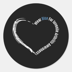 Wear Blue For Juvenile Arthritis Awareness Heart Classic Round Sticker