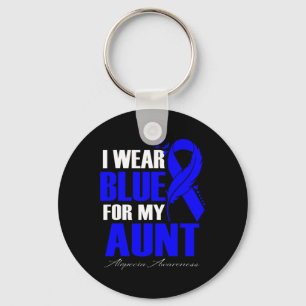 Wear Blue For My Aunt Alopecia Feather Keychain