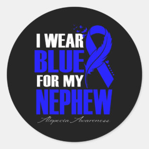 Wear Blue For My Nephew Alopecia Feather Classic Round Sticker
