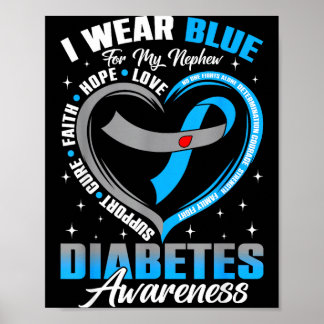 Wear blue for nephew diabetes awareness blue poster