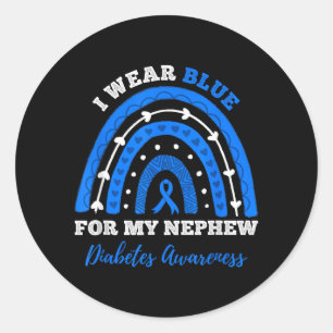 Wear Blue For Nephew T1d Type 1 Diabetes Awareness Classic Round Sticker