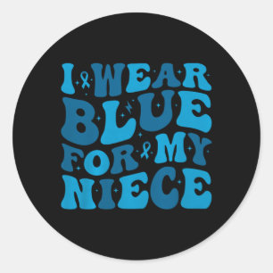 Wear Blue For Niece T1d Type 1 Diabetes Awareness Classic Round Sticker