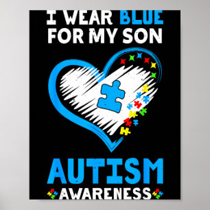 Wear Blue for Son Autism Awareness Family Matching Poster