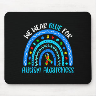 Wear blue rainbow for women mom teacher autism mouse pad