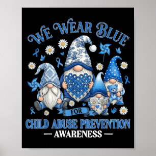 Wear Blue Ribbon Child Prevention Awareness Gnomes Poster