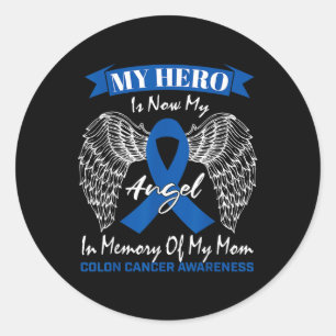 Wear Blue Ribbon In Memory Of My Mom Colon Cancer Classic Round Sticker