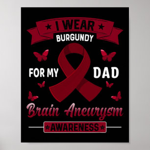 Wear Burgundy For My Dad Brain Aneurysm Awareness  Poster