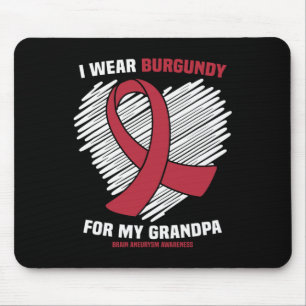 Wear Burgundy For My Grandpa Brain Aneurysm Awaren Mouse Pad