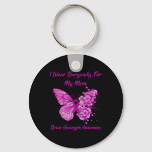 Wear Burgundy For My Mom Brain Aneurysm Awareness Keychain