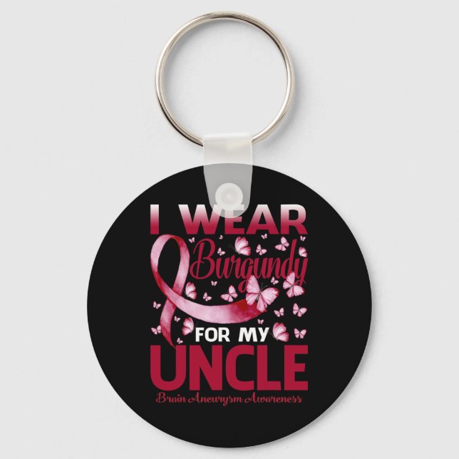 Wear Burgundy For My Uncle Brain Aneurysm Awarenes Keychain (Front)