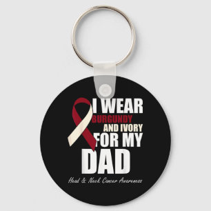 Wear Burgundy Ivory For Dad Oral Head Neck Cancer Keychain