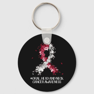Wear Burgundy White Ribbon Oral Head Neck Cancer Keychain