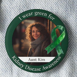 Wear Green for Kidney Disease Awareness Photo 2 Inch Round Button