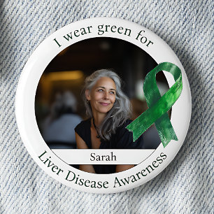 Wear Green for Liver Disease Awareness Photo 2 Inch Round Button