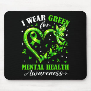 Wear Green for Mental Health Awareness Heart Mouse Pad