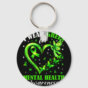 Wear green for mental health awareness heartWear g Keychain